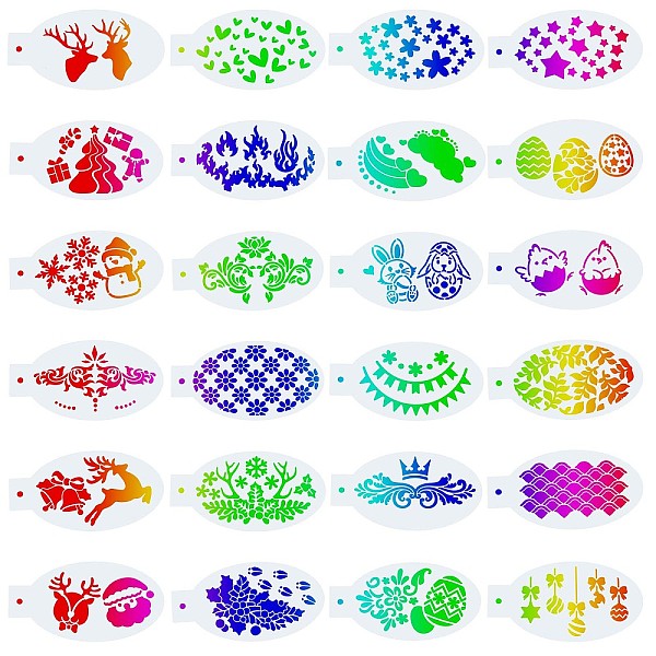 PandaHall Plastic Face Paint Stencils, Body Facial Painting Tattoo Painting Templates for School Home Party, Deer, 7.5x14x0.01cm, 24Pcs/set...