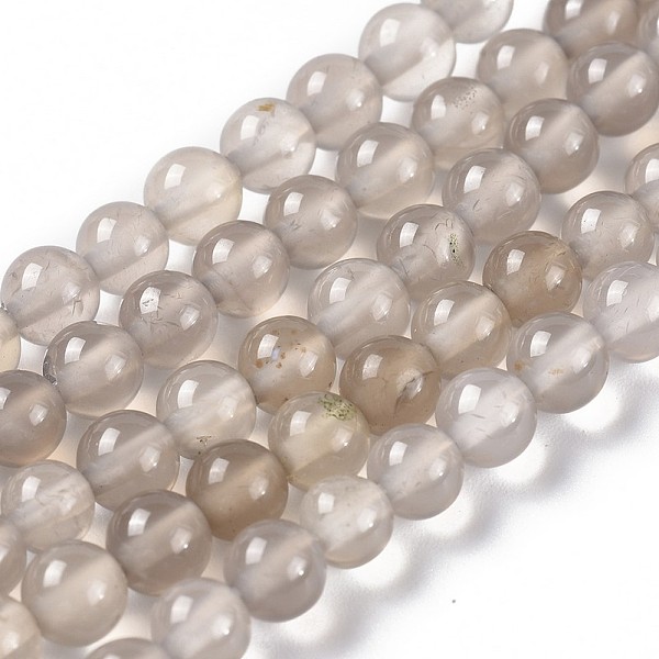 

PandaHall Natural Gray Agate Bead Strands, Round, Grade A, 4mm, Hole: 0.5mm, about 96~104pcs/strand, 15.7 inch Grey Agate Round Gray