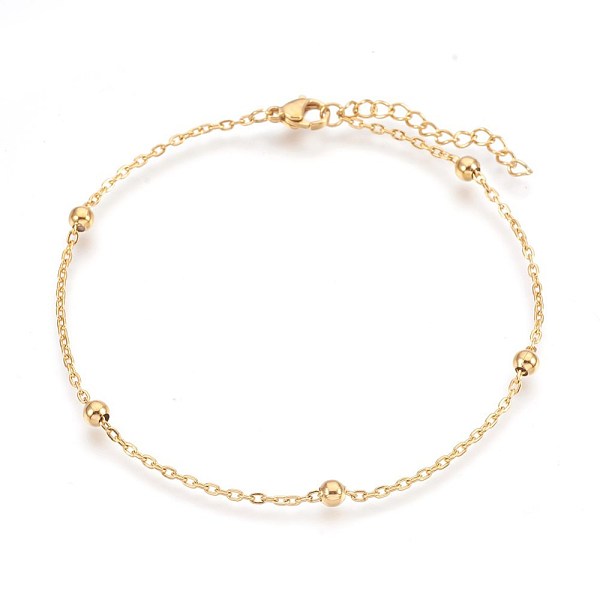 

PandaHall Ion Plating(IP) 304 Stainless Steel Cable Chain Anklets, Golden, 9 inch(22.8cm), 1.7mm Stainless Steel