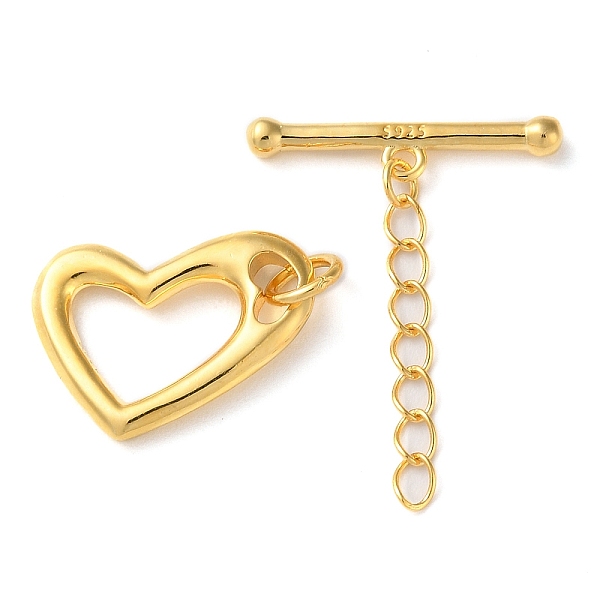 

PandaHall 925 Sterling Silver Toggle Clasps with Chain, Long-Lasting Plated, Heart with 925 Stamp, Real 18K Gold Plated, Heart: 17x12.5x2mm...