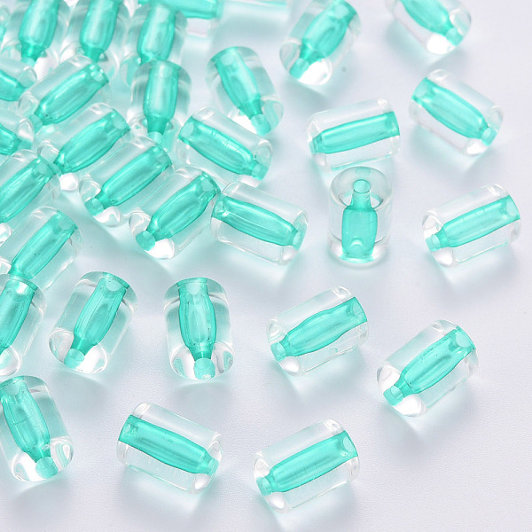 

PandaHall Transparent Acrylic Beads, Column, Turquoise, 10x7.5mm, Hole: 1.8mm, about 950pcs/500g Acrylic Column Green