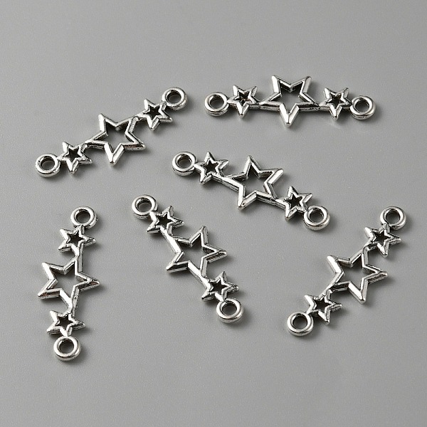 

PandaHall Tibetan Style Zinc Alloy Connector Charms, Triple Star Links, Antique Silver, 8.7x25x1mm, Hole: 1.8mm Alloy Star