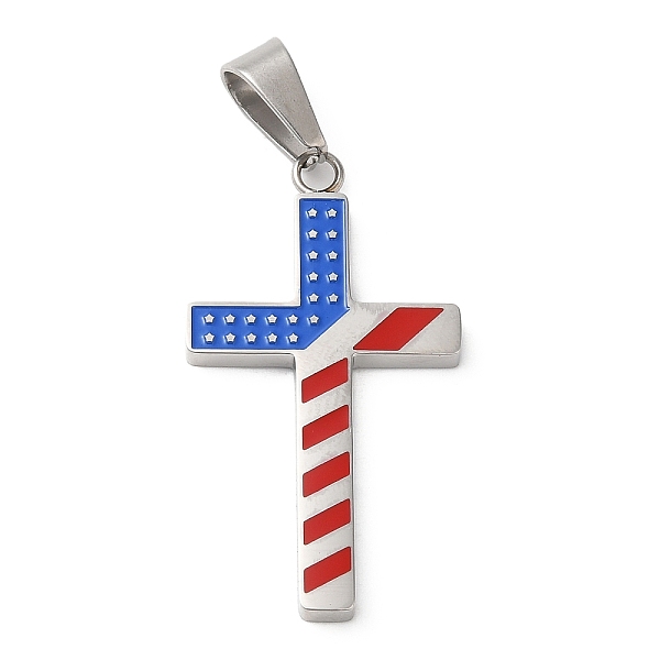 

PandaHall Independence Day 304 Stainless Steel Enamel Pendants, Cross Charm, Stainless Steel Color, 37.5x20.5x2.5mm, Hole: 9x5.5mm Stainless...