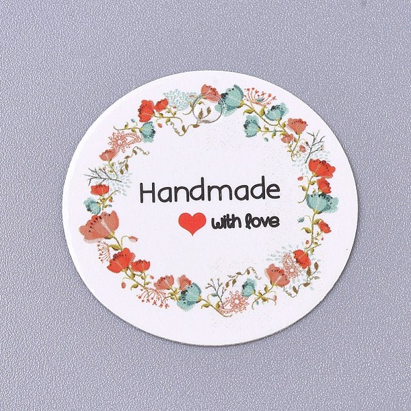 

PandaHall Paper Hanging Tags, for Wedding Favors, Birthday or Special Event, Flat Round, Flower Pattern, Colorful, 30x0.2mm, Hole: 3mm Paper