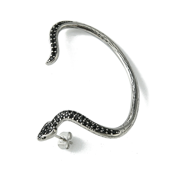 

PandaHall 316 Surgical Stainless Steel Cuff Earrings, with Rhinestone, Left, Antique Silver, 50x41mm 316 Surgical Stainless Steel Snake