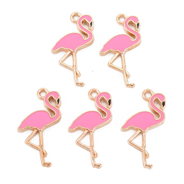 

PandaHall Alloy Enamel Pendants, Cadmium Free & Nickel Free & Lead Free, Light Gold, Flamingo Shape, Hot Pink, 25.5x15x2mm, Hole: 1.6mm...