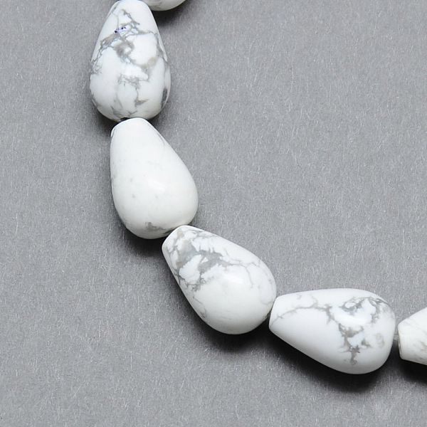 

PandaHall Natural Howlite Gemstone Bead Strands, teardrop, 14~15x10mm, Hole: 1.5mm, about 28pcs/strand, 15.75 inch Howlite Teardrop