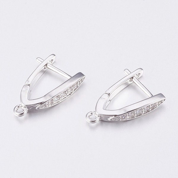 

PandaHall Brass Micro Pave Cubic Zirconia Hoop Earring Findings with Latch Back Closure, Clear, Platinum, 18x3.5x12.5mm, Hole: 1.2mm, Pin...