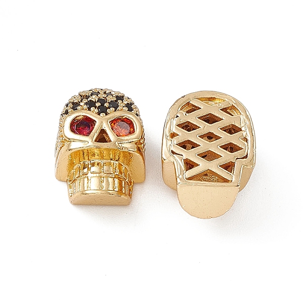 

PandaHall Brass Micro Pave Cubic Zirconia Beads, Skull, Real 18K Gold Plated, 12x9.5x12.5mm, Hole: 3mm Brass+Cubic Zirconia Skull Black