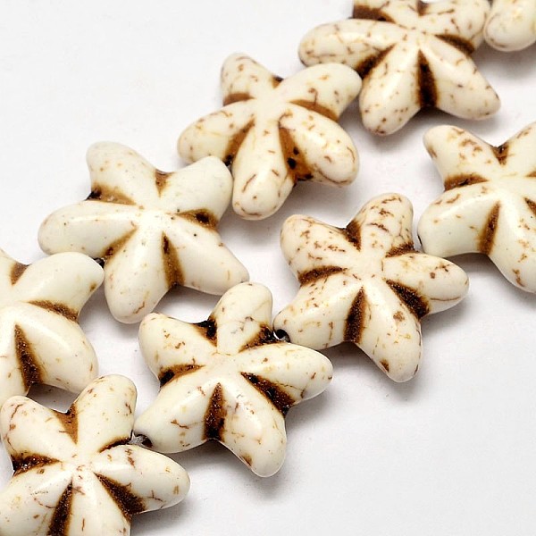 

PandaHall Synthetic Turquoise Bead, Flower, Dyed, Beige, 21x23x8mm, Hole: 2mm Synthetic Turquoise Flower Yellow