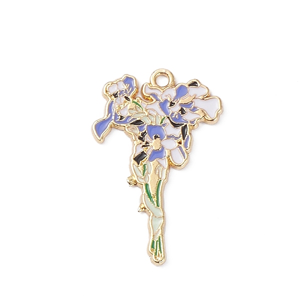 

PandaHall Light Gold Plated Alloy Enamel Pendants, Flowers, Medium Slate Blue, 32x21x1.5mm, Hole: 1.8mm Alloy+Enamel Flower