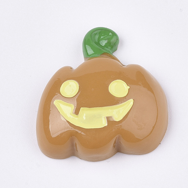 

PandaHall Resin Cabochons, Halloween Pumpkin Jack-O'-Lantern Lamp, Sandy Brown, 25x23.5x8mm Resin Pumpkin Brown