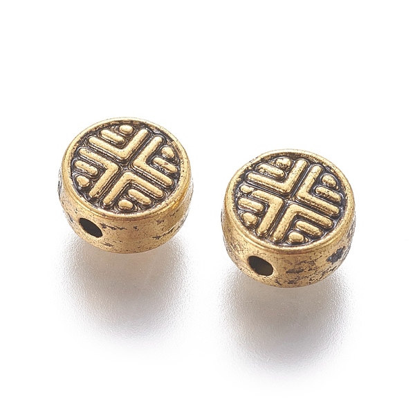 

PandaHall Tibetan Antique Golden Metal Beads, Lead Free & Cadmium Free, 6.3mm in diameter, 3.5 mm thick, hole: 1mm Alloy Flat Round