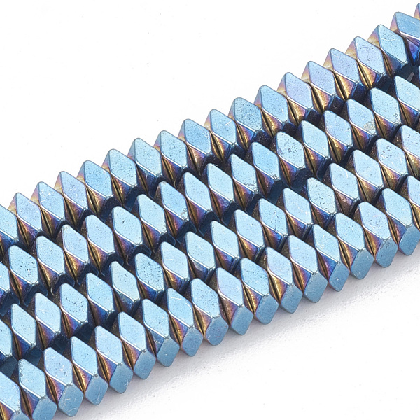 

PandaHall Electroplate Non-magnetic Synthetic Hematite Beads Strands, Faceted, Cuboid, Blue Plated, 4x4x2mm, Hole: 1mm, about 188pcs/strand...