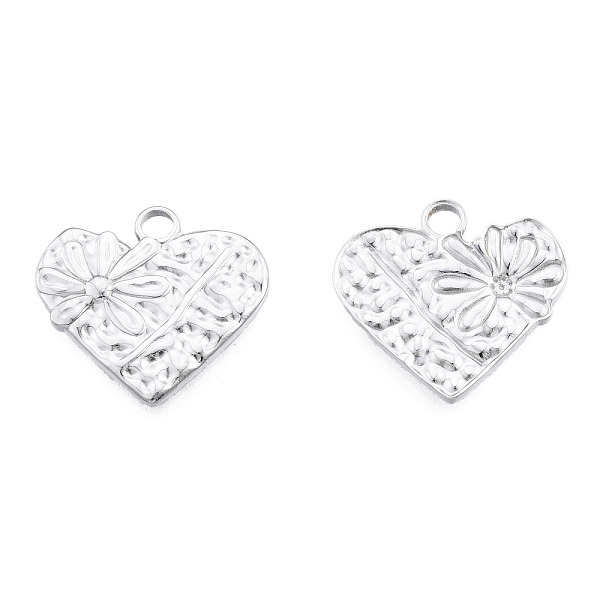 

PandaHall 201 Stainless Steel Pendants, Heart with Flower, Stainless Steel Color, 18.5x20x2mm, Hole: 2.5mm 201 Stainless Steel Heart
