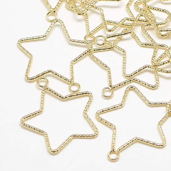 

PandaHall Brass Pendants, Star, Real 18K Gold Plated, 28x26.5x1mm, Hole: 2mm Brass Star