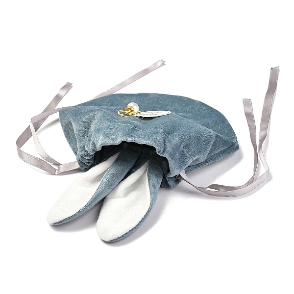 

PandaHall Flannelette Craft Ribbon Drawstring Bag, Rabbit Ear with Acrylic Beads, for Easter Party Candy Wrapping, Light Steel Blue, 19x15cm...