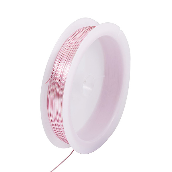 

PandaHall Copper Wire, Round, for Jewelry Making, Pink, 24 Gauge, 0.5mm, about 75.46 Feet(23m)/Roll Copper Round