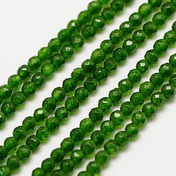 

PandaHall Natural TaiWan Jade Bead Strands, Dyed, Faceted Round, 2mm, Hole: 0.8mm, about 190pcs/strand, 16 inch TaiWan Jade Round