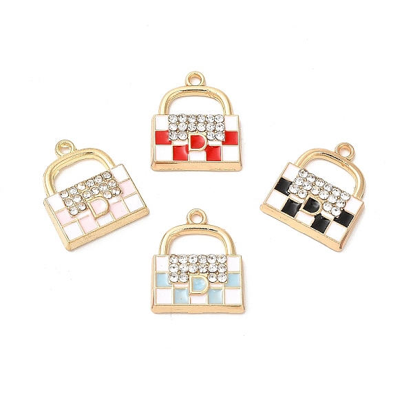 

PandaHall Alloy Enamel Pendants, with Glass Rhinestone, Cadmium Free & Nickel Free & Lead Free, Golden, Handbag Charm, Mixed Color..., Multicolor