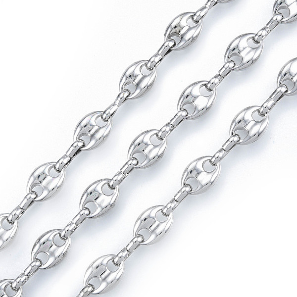 

PandaHall Alloy Coffee Bean Chains, with Spool, Cadmium Free & Nickel Free & Lead Free, Unwelded, Platinum, 12x9x4mm, about 32.81 Feet...