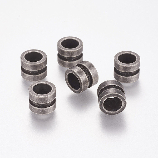 

PandaHall 304 Stainless Steel Beads, Large Hole Beads, Grooved Beads, Column, Antique Silver, 10x8mm, Hole: 6.5mm 304 Stainless Steel Column