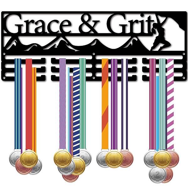 

PandaHall Fashion Iron Medal Hanger Holder Display Wall Rack, 3-Line, with Screws, Black, Word Grace & Grit, 150x400mm, Hole: 5mm Iron Word...
