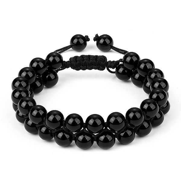 

PandaHall Natural Obsidian Braided Bead Bracelet, Double Layer Gemstone Adjustable Bracelet for Women, Inner Diameter: 2-1/8~3 inch...