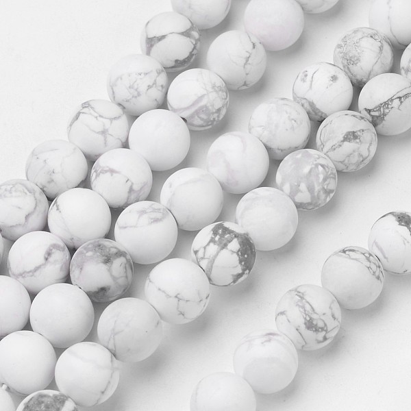 

PandaHall Natural Howlite Beads Strands, Frosted, Round, 10mm, Hole: 1mm, about 39pcs/strand, 15.3 inch Howlite Round Gray