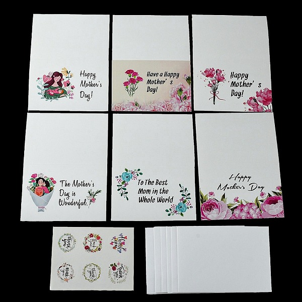 

PandaHall Mother's Day Gift Cards, with Envelope and Sticker, Medium Violet Red, 100x150x0.6mm Paper