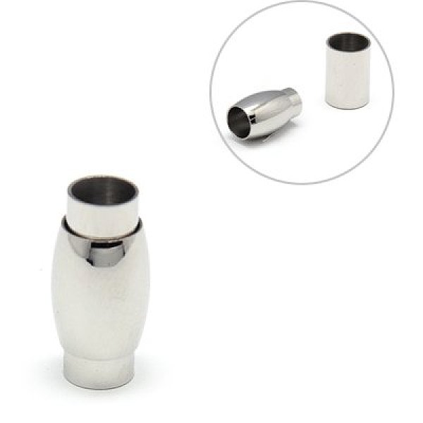 

PandaHall 304 Stainless Steel Magnetic Clasps with Glue-in Ends, Oval, Stainless Steel Color, 20x9mm, Hole: 6mm 304 Stainless Steel Oval