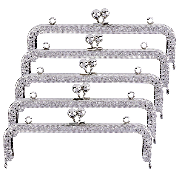 

PandaHall Iron Purse Handle Frame, For Bag Sewing Craft, Platinum, 85x200x12mm, Hole: 1.5mm and 6.5mm Iron