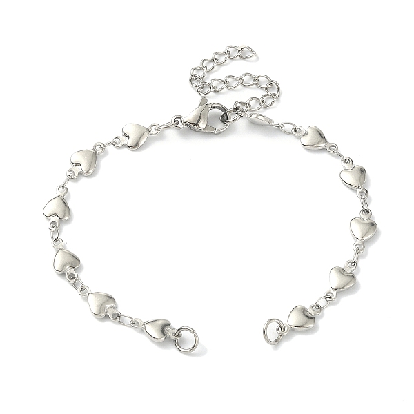 

PandaHall 304 Stainless Steel Heart Link Chains, for Bracelet Making, with Lobster Claw Clasps & Chain Extenders, Stainless Steel Color...