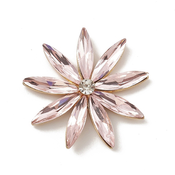 

PandaHall Alloy Cabochons, with Glass Rhinestone, Ligh Gold, Flower, Pink, 32x5.5mm Alloy Flower Pink