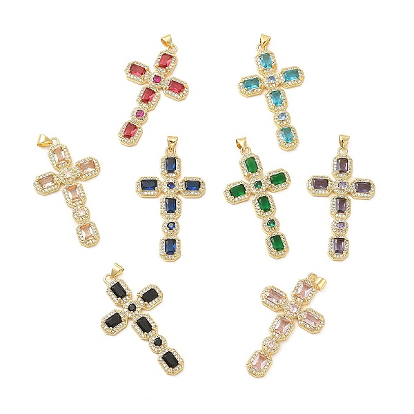 

PandaHall Rack Plating Brass Pendants, with Glass Cubic Zirconia, Religion Cross Charm, Cadmium Free & Lead Free, Long-Lasting Plated, Real..., Multicolor