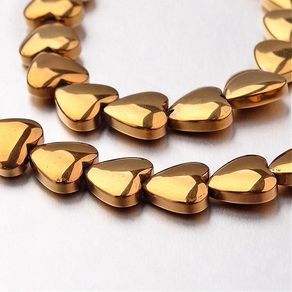 

PandaHall Electroplate Non-magnetic Synthetic Hematite Bead Strands, Heart, Golden Plated, 8x8x3mm, Hole: 0.7mm, about 55pcs/strand, 15.7...