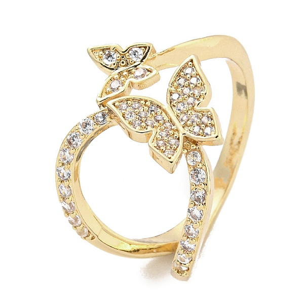 

PandaHall Brass Micro Pave Cubic Zirconia Cuff Rings, Butterfly Open Rings for Women, Long-Lasting Plated, Golden, Adjustable Brass+Cubic...