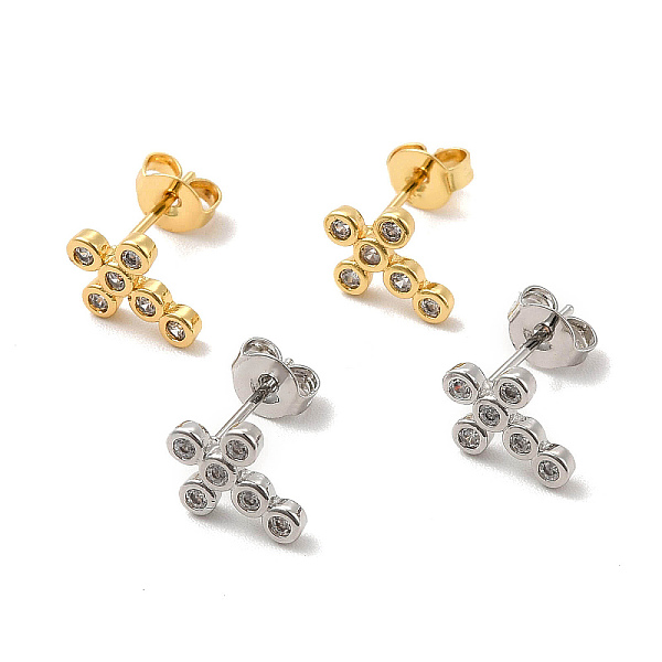 

PandaHall Rack Plating Brass Micro Pave Clear Cubic Zirconia Cross Stud Earrings, Long-Lasting Plated, Lead Free & Cadmium Free, Mixed Color...