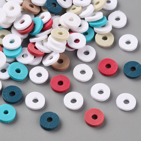 

PandaHall Handmade Polymer Clay Beads, Heishi Beads, for DIY Jewelry Crafts Supplies, Disc/Flat Round, Mixed Color, 6x1mm, Hole: 2mm, about..., Multicolor