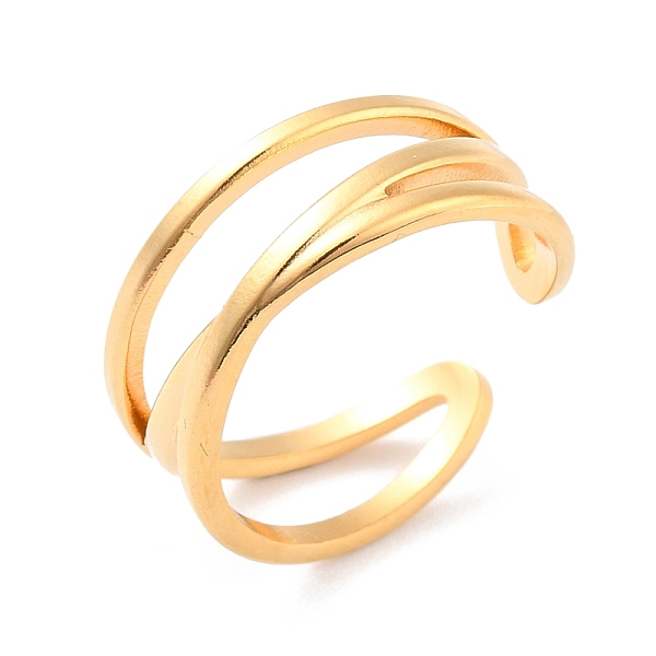 

PandaHall Ion Plating(IP) 304 Stainless Steel Criss Cross Open Cuff Ring for Women, Golden, Inner Diameter: 17.3mm 304 Stainless Steel