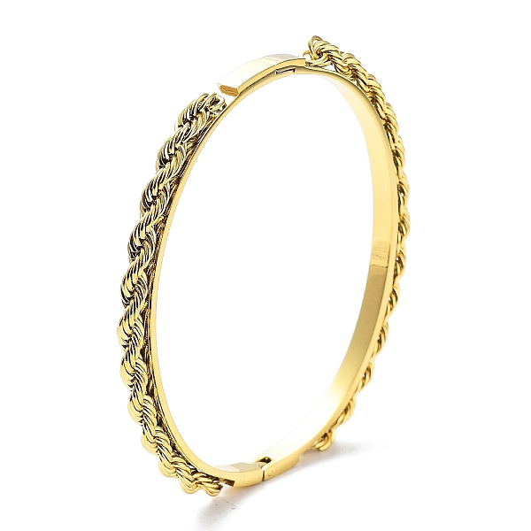 

PandaHall Ion Plating(IP) 304 Stainless Steel Twist Rope Hinged Bangles for Woman, Golden, Inner Diameter: 2x2-3/8 inch(5.2x6.1cm) 304...