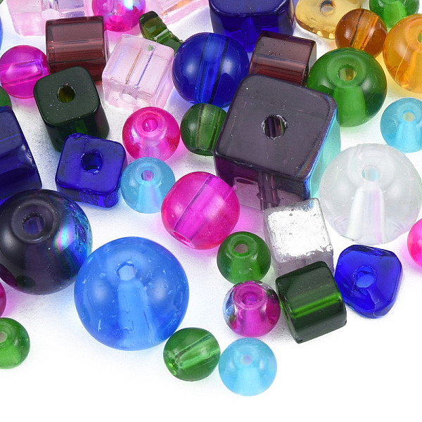 

PandaHall Glass Beads, Mixed Shapes, with Column Acrylic Bead Containers, Colorful, 4.5~9x4.5~9x4~8.5mm, Hole: 1.2~1.6mm, Box: 85x85x85mm..., Multicolor