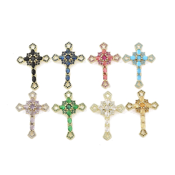 

PandaHall Real 18K Gold Plated Brass Micro Pave Cubic Zirconia Pendants, with Glass, Cross, Mixed Color, 36.5x25.5x7.5mm, Hole: 2.8x3.1mm..., Multicolor