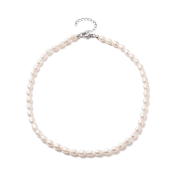 

PandaHall Natural Pearl Beaded Necklace with 304 Stainless Steel Clasp for Women, Seashell Color, 14.96 inch(38cm) Pearl