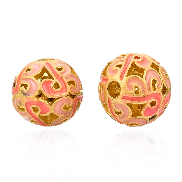 

PandaHall Alloy Enamel Beads, Matte Style, Cadmium Free & Lead Free, Round, Light Salmon, 10x9.5mm, Hole: 2mm Alloy+Enamel Round