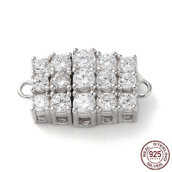 

PandaHall Rhodium Plated 925 Sterling Silver Pave Clear Cubic Zirconia Magnetic Clasps, Rectangle with 925 Stamp, Long-Lasting Plated, Real...