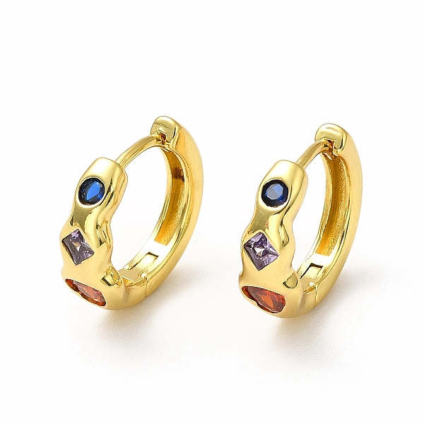 

PandaHall Colorful Rhombus & Heart Cubic Zirconia Hoop Earrings, Rack Plating Brass Jewelry for Women, Lead Free & Cadmium Free, Real 18K...