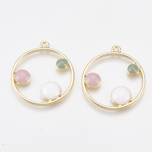 

PandaHall Alloy Pendants, with Enamel, Flat Round, Light Gold, White, 31x27.5x3.5mm, Hole: 1.2mm Alloy+Enamel Flat Round White