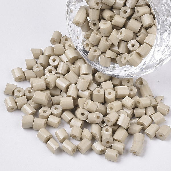 

PandaHall 6/0 Glass Bugle Beads, Baking Paint, Antique White, 3.5~5x3.5~4mm, Hole: 1mm, about 4500pcs/bag Glass Orange