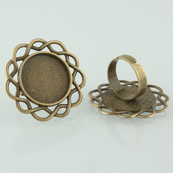 

PandaHall Vintage Adjustable Iron Finger Ring Components Alloy Flower Cabochon Bezel Settings, Cadmium Free & Nickel Free & Lead Free...